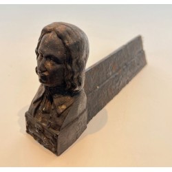 Pair of Cast Iron Andirons with Portrait Busts of Beethoven. France. Circa 1900.