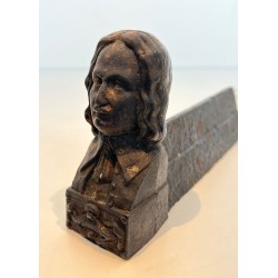 Pair of Cast Iron Andirons with Portrait Busts of Beethoven. France. Circa 1900.