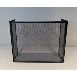 Three-Panel Steel Expanded Mesh Fireplace Screen. France. Circa 1970.