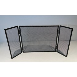 Three-Panel Steel Expanded Mesh Fireplace Screen. France. Circa 1970.