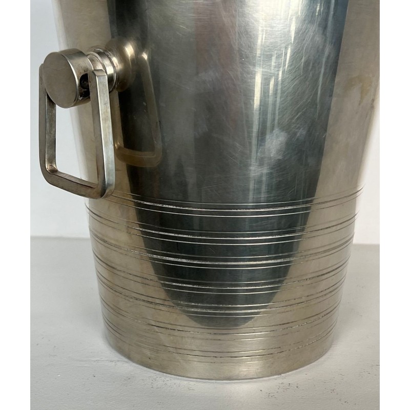 Art Deco Silver-Plated Champagne Bucket with Ring Handles, France, circa 1930