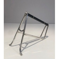 Jacques Adnet & Christofle — Silver-Plated and Chinese Lacquer Wine Bottle Holder, Circa 1950