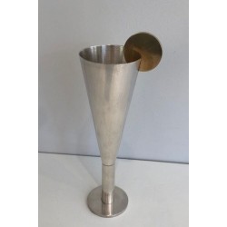 Italian Silver-Plated and Brass Cocktail Flute — A. Pozzi, Padova, Circa 1950