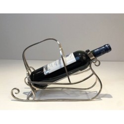 Silver-Plated Wire Sleigh-Form Wine Bottle Cradle — French Silversmith Work, Circa 1930