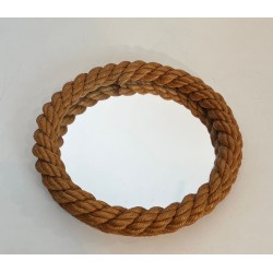 Round Braided Rope Mirror by Audoux-Minet — French Work, Circa 1970