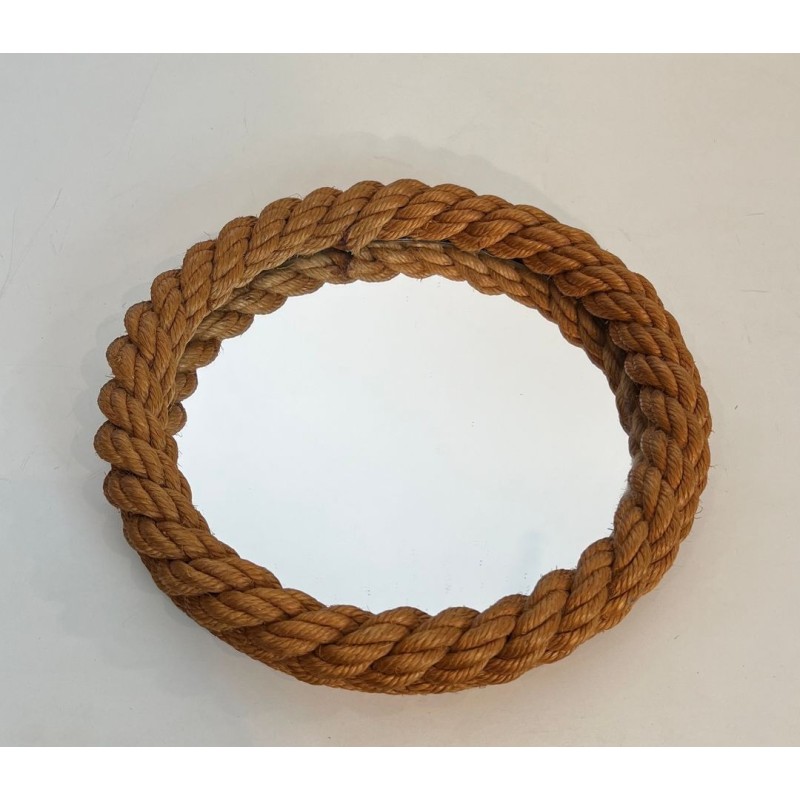 Round Braided Rope Mirror by Audoux-Minet — French Work, Circa 1970