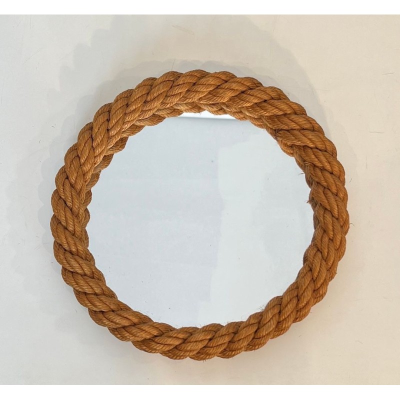 Round Braided Rope Mirror by Audoux-Minet — French Work, Circa 1970