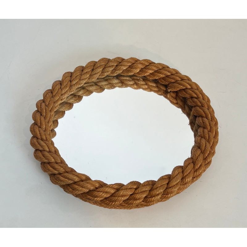Round Braided Rope Mirror by Audoux-Minet — French Work, Circa 1970