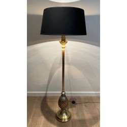 Pineapple Brass Floor Lamp in the Style of Maison Charles, French Work, circa 1970