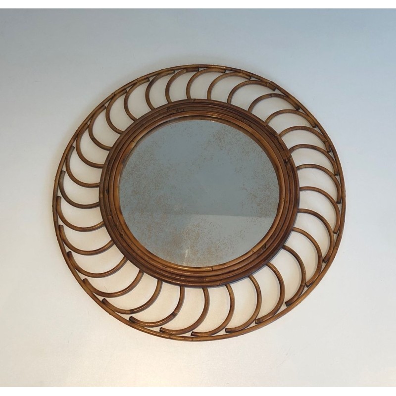 Circular Rattan Loop-Frame Mirror