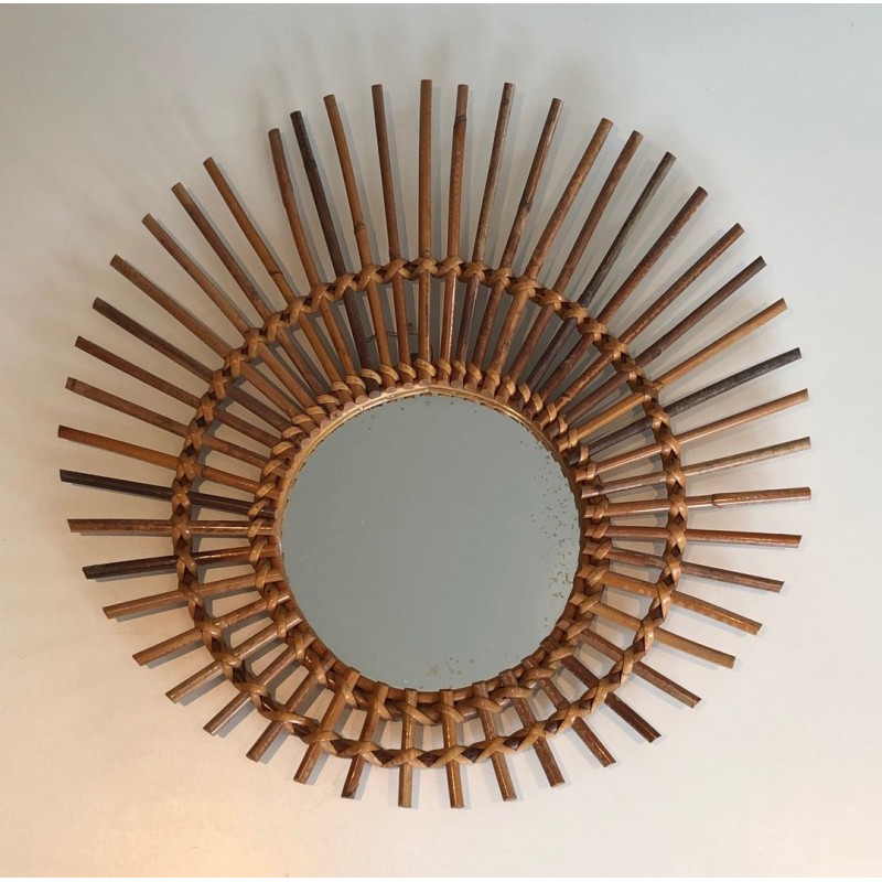 Circular Rattan Sunburst Mirror