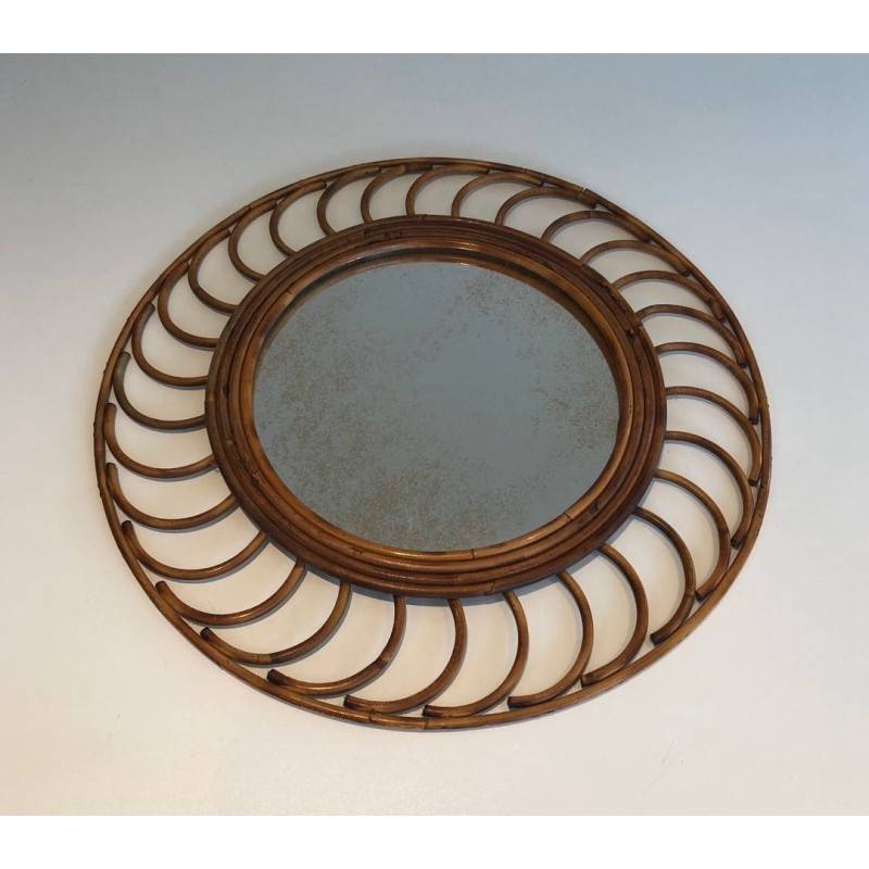 Circular Rattan Loop-Frame Mirror