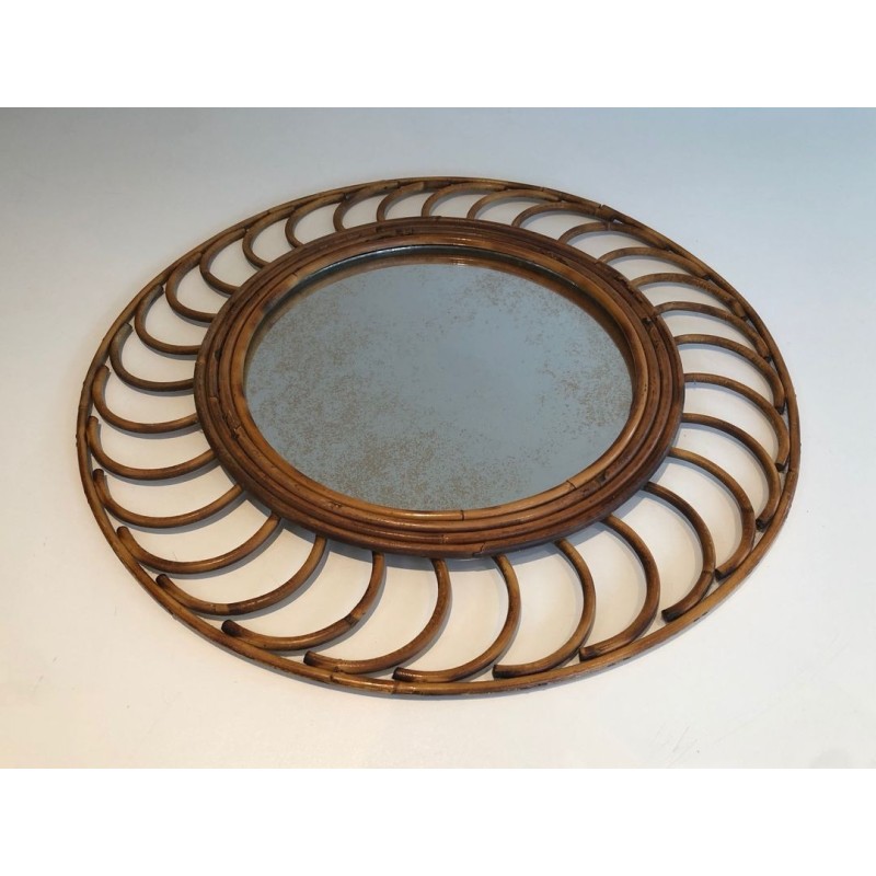 Circular Rattan Loop-Frame Mirror