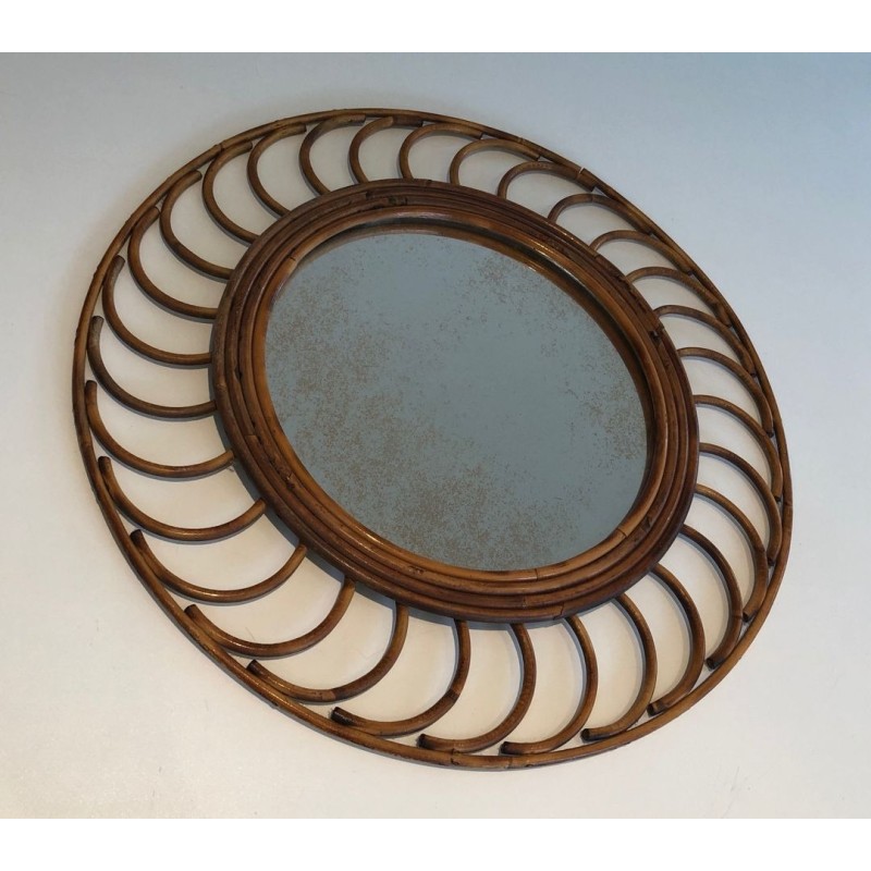 Circular Rattan Loop-Frame Mirror