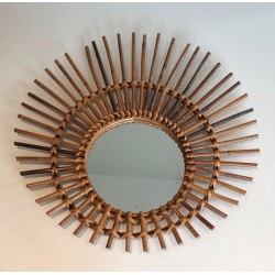 Circular Rattan Sunburst Mirror