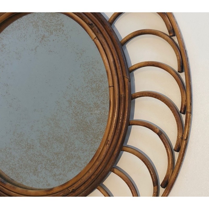 Circular Rattan Loop-Frame Mirror