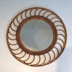 Circular Rattan Loop-Frame Mirror