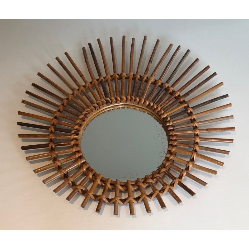 Circular Rattan Sunburst Mirror