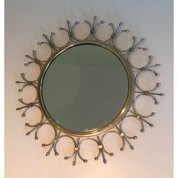 Brass and Brushed Steel Sunburst Mirror