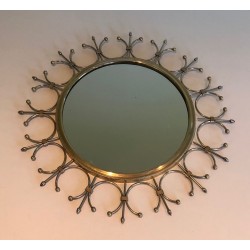 Brass and Brushed Steel Sunburst Mirror