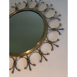 Brass and Brushed Steel Sunburst Mirror