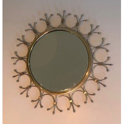 Brass and Brushed Steel Sunburst Mirror