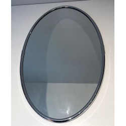 Chromed Oval Mirror in the Art Deco Style