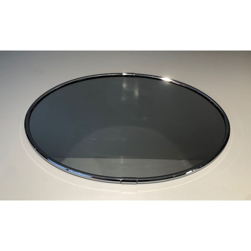 Chromed Oval Mirror in the Art Deco Style