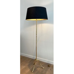 Brass Neoclassical Floor Lamp with Tripod Base and Claw Feet, by Maison Jansen, French Work, circa 1940