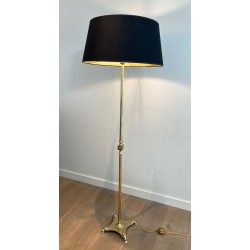 Neoclassical Brass Floor Lamp with Claw Feet, by Maison Jansen, French Work, circa 1940