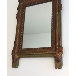 Louis the 16th Style Gilt and Painted Wood Mirror