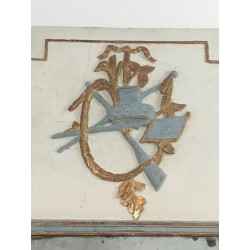 Louis XVI Style Carved Wood Painted Trumeau Mirror