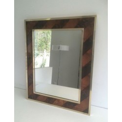 Wood Marquetry and Brass Mirror