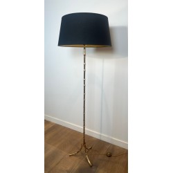 Faux-Bamboo Bronze Floor Lamp, by Maison Bagués, French Work, circa 1940