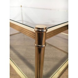 Large French Brass Coffee Table, circa 1970