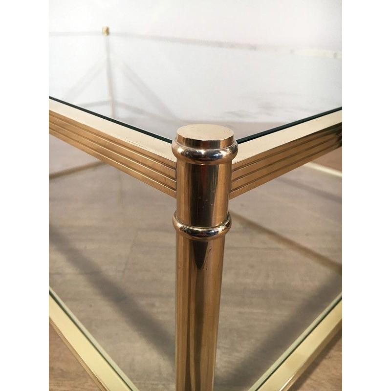 Large French Brass Coffee Table, circa 1970