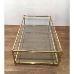 Large French Brass Coffee Table, circa 1970