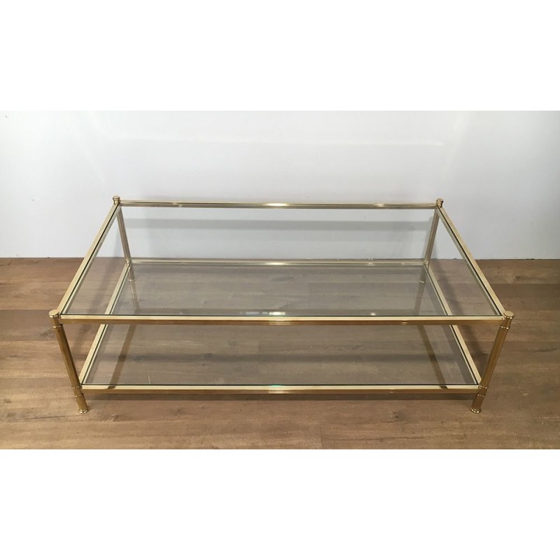 Large French Brass Coffee Table, circa 1970