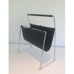 Black Leather and Chrome Magazine rack