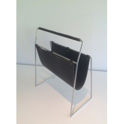 Black Leather and Chrome Magazine rack