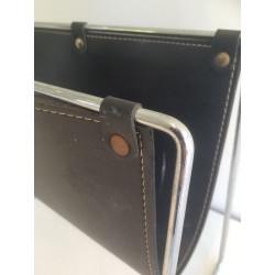 Black Leather and Chrome Magazine rack