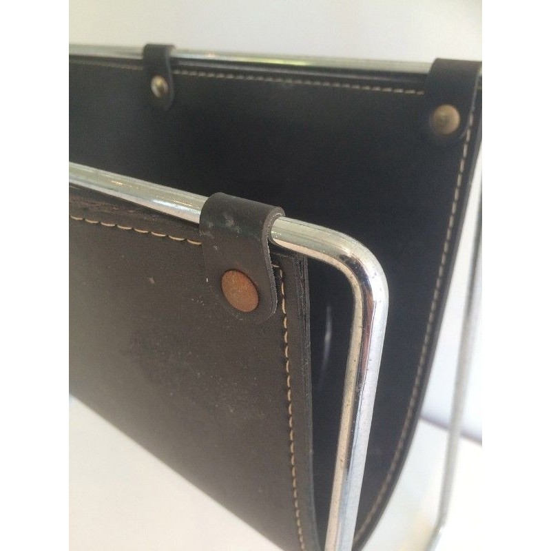 Black Leather and Chrome Magazine rack