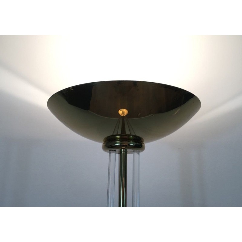 Lucite and Gilded Brass Floor Lamp