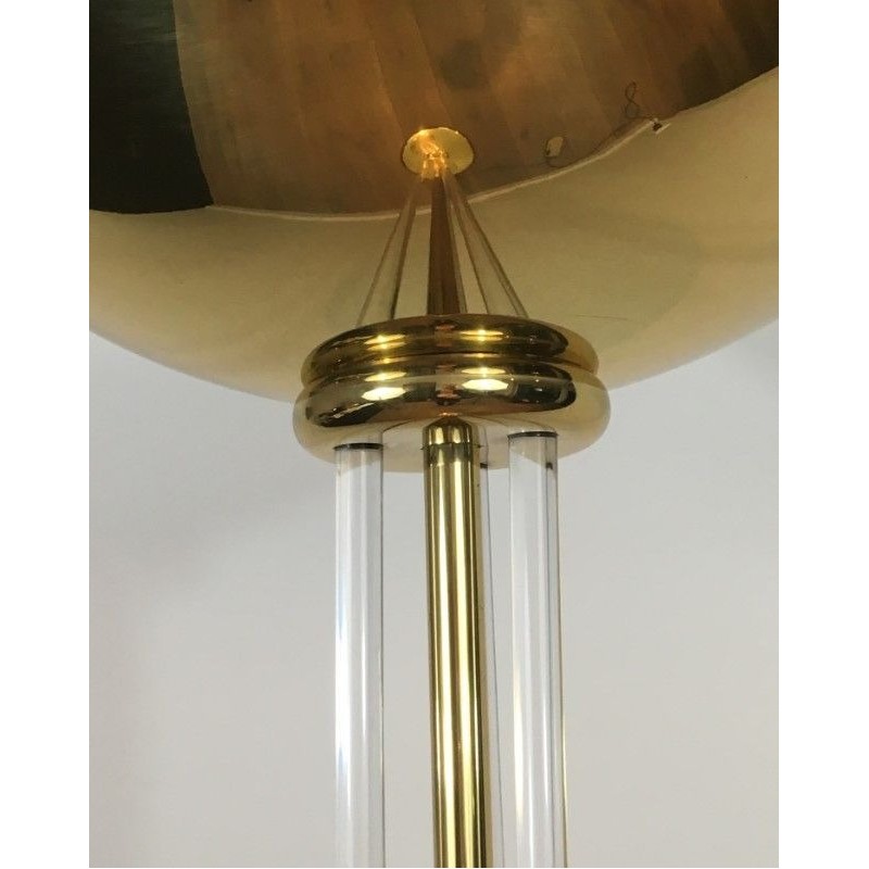 Lucite and Gilded Brass Floor Lamp