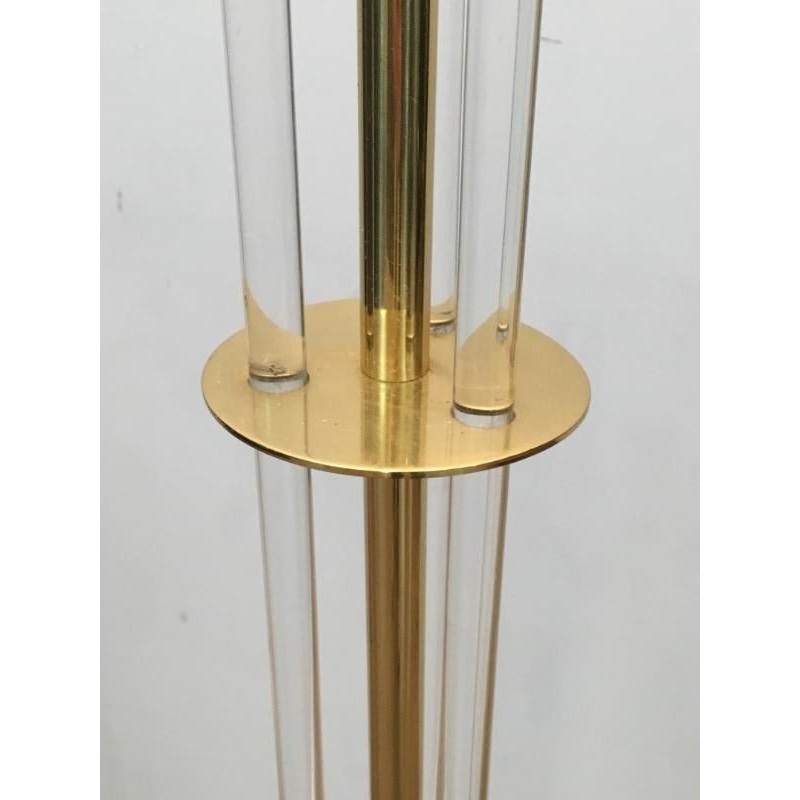 Lucite and Gilded Brass Floor Lamp