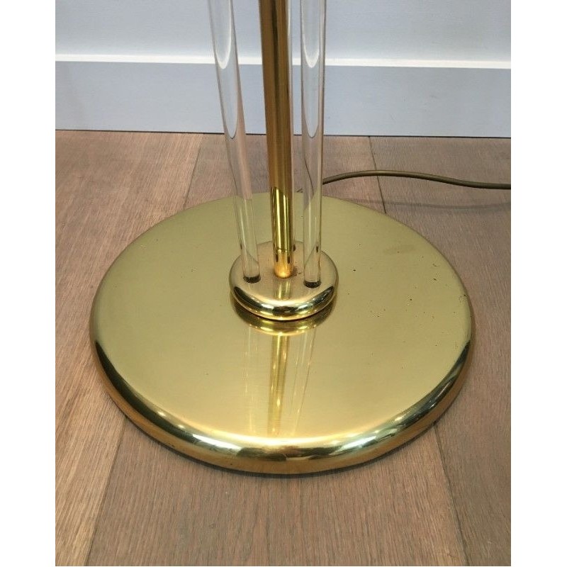 Lucite and Gilded Brass Floor Lamp
