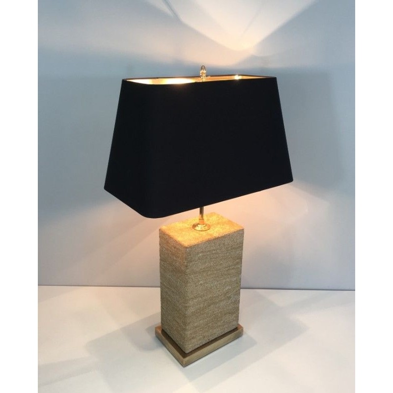 Important Reconstituted Stone and Brass Adjustable Table Lamp