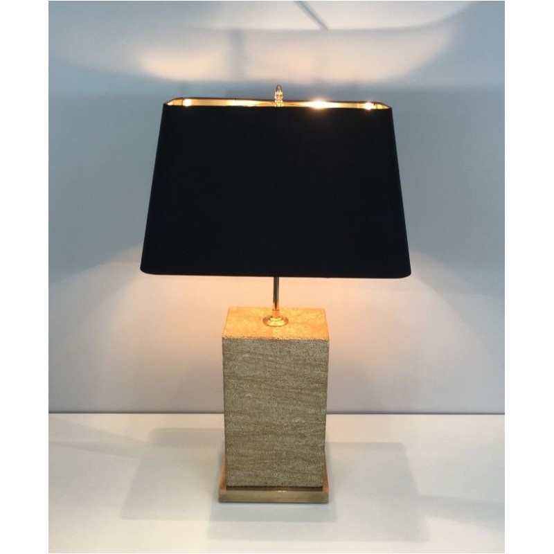 Important Reconstituted Stone and Brass Adjustable Table Lamp