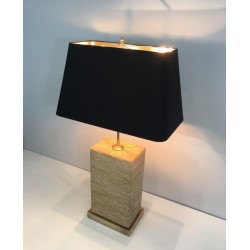 Important Reconstituted Stone and Brass Adjustable Table Lamp