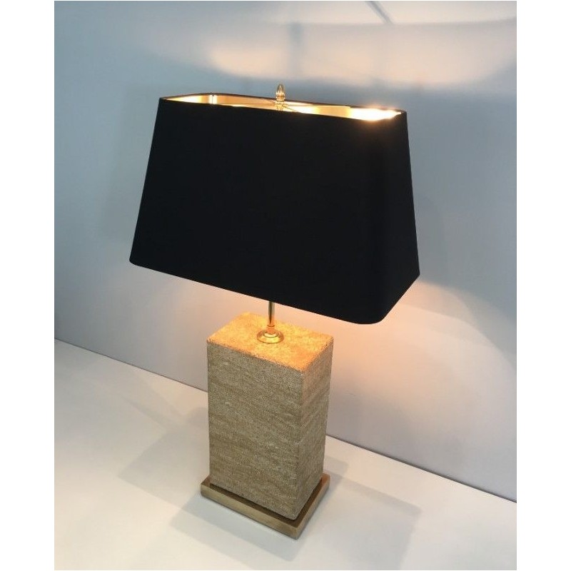 Important Reconstituted Stone and Brass Adjustable Table Lamp